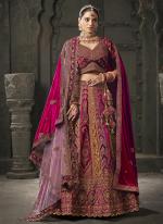 Premium Lycra Velvet Multi Colour Bridal Wear Zarkan Work Lehenga Choli